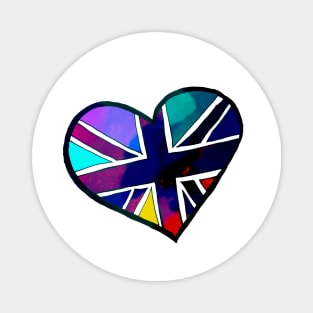 Discolored Union Jack Heart Magnet